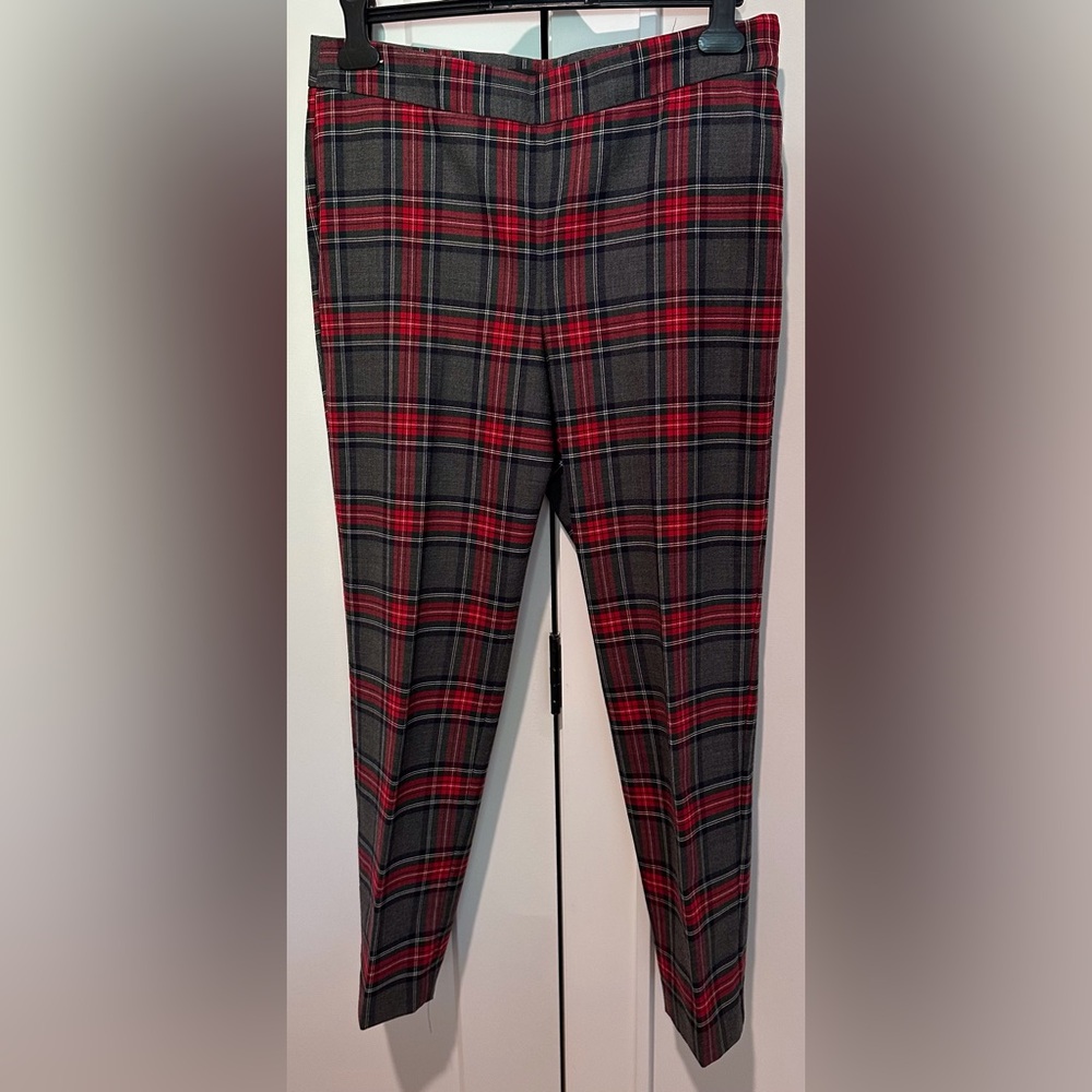Talbots Red and Gray Plaid Ankle Pants